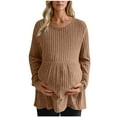 thumbnail image 1 of Fancifize Womens Ribbed Knit Maternity Tops Casual Long Sleeve Crew Neck Sweater Fall Pregnancy Clothes Lightweight Comfort Outfits, 1 of 3