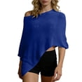 thumbnail image 1 of Fancifize Womens Sheer Poncho Tops Summer Off Shoulder Flounce Hem Mesh Shawl Beach Casual Cover Ups, 1 of 6