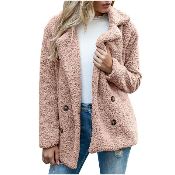 Fancifize Womens Sherpa lined Coat Button Down Fleece Plush Jacket Casual Loose Fall Winter Outwear with Pockets