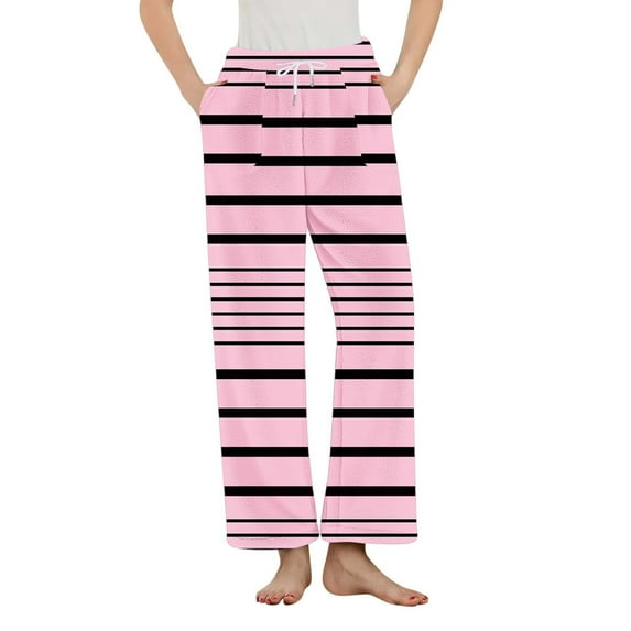 Fancifize Womens Striped Pajama Pants Comfy Casual Flannel Pajama Bottoms Loose Fit Drawstring Waist Sleep Bottoms with Pockets