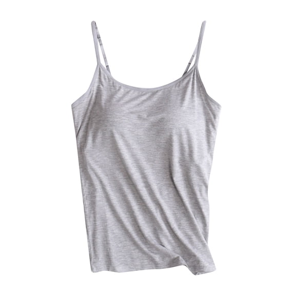 Fancifize Womens Tank Tops with Built in Bra Casual Crew Neck Sleeveless Ribbed Knit Workout Basic Shirts Summer Yoga Camisole Clothes