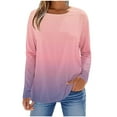 thumbnail image 1 of Fancifize Womens Trendy Long Sleeve Basic Tee Shirts Color Block Casual Crewneck Pullover Top Tshirt Loose Soft Fall Fashion Outfits, 1 of 5