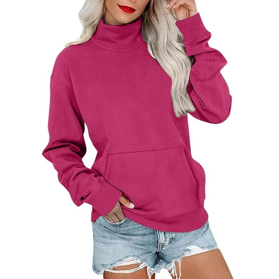 Fancifize Womens Turtleneck Sweatshirts Casual Pullover Long Sleeve Tunic Tops Loose Fall Fashion Outfits Sweater