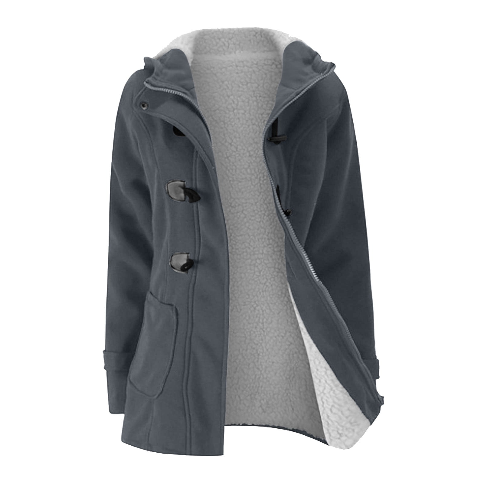 Fancifize Womens Winter Coats Warm Sherpa Lined Wool Blend Hooded