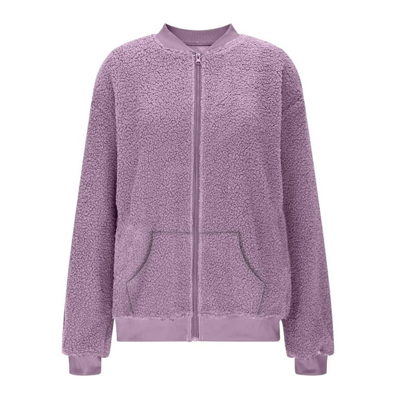 Fancifize Womens Winter Warm Jacket Long Sleeve Sherpa Coat Lightweight Comfort Casual Outwear Winter Fall Clothes with Pocket