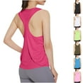 thumbnail image 1 of Fancifize Womens Yoga Workout Tank Tops Cute Cross Back Running Gym Activewear Sports Shirt Lightweight Sleeveless Athletic Running Shirts Summer Deals,L,Hot Pink, 1 of 4