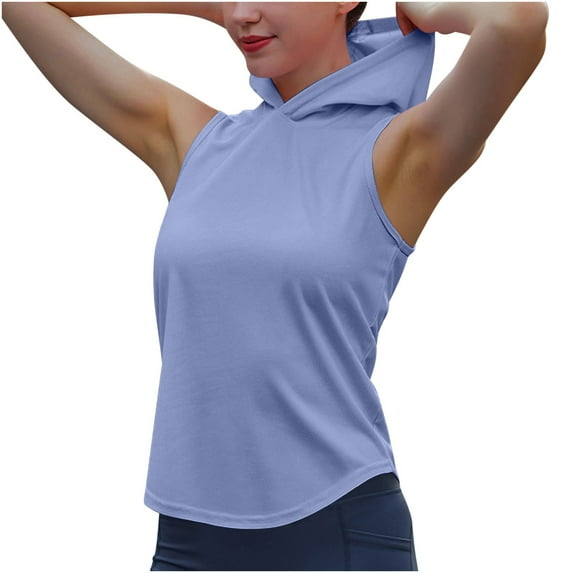 Fancifize Workout Hooded Tank Tops for Women Quick Dry Sleeveless Loose Fit Yoga Tops Athletic Active Shirts Sports Gym Running Tank Tops