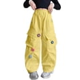 thumbnail image 1 of Fancifize Y2K Cargo Pants for Girls Casual Elastic High Waist Wide Leg Trousers Kids Star Print Bottoms, 1 of 6