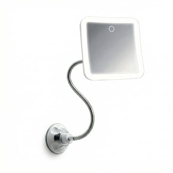 Fancii 10x Flexible Magnifying Mirror with 3 LED Light Settings, Rechargeable - Gooseneck Lighted Makeup Mirror for Bathroom, Locking Suction Mount, Cordless, 360 Rotatable (Mira 2 Plus)