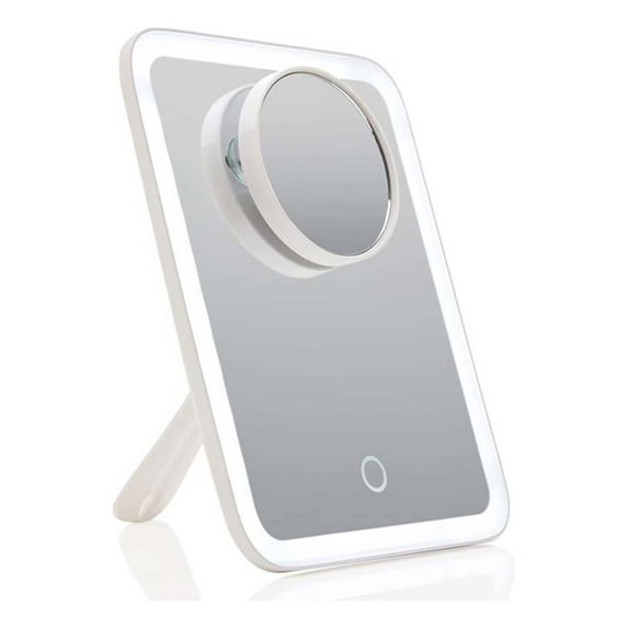 Fancii Aura Go 2 Portable LED Makeup Mirror with 3 Adjustable Light Settings, 10x/1x Magnifying, White