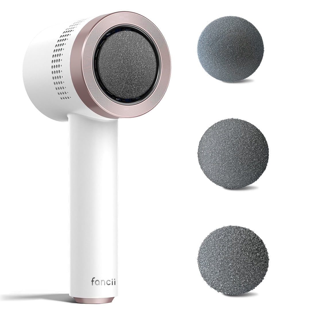 Fancii Cali Electric Foot File Callus Remover, Rechargeable with Built-in Vacuum – Mess-Free, Painless, Powerful Pedicure Tool Kit for Smooth Feet - Removes Hard, Cracked, Dead Skin (White)