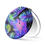 Fancii Taylor LED Lighted Travel Makeup Mirror, Rechargeable, 10x/1x Magnifying, 5-inch Wide Neon Oasis