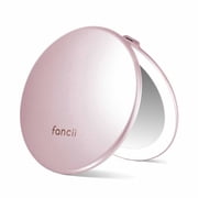 Fancii Taylor LED Lighted Travel Makeup Mirror, Rechargeable, 10x/1x Magnifying & 3 Light Settings - Compact, Portable, Large 5-inch Wide, for Handbag and Purses Rose Gold