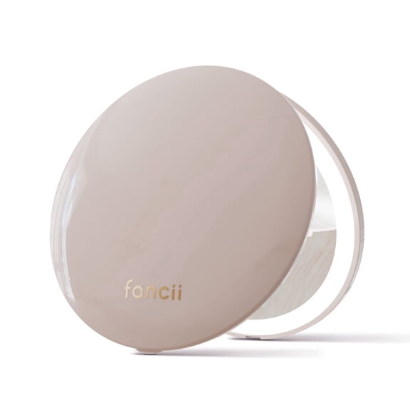 Fancii Mini Taylor Compact Makeup Mirror with Light, Rechargeable, 10x/1x Magnifying, 3 Color Modes, 4” Wide (Desert Sands)