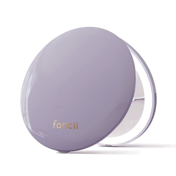 Fancii Mini Taylor Compact Makeup Mirror with LED Light, Rechargeable, 10x/1x Magnifying, 4” Wide Mirror for Purse (Lilac Bliss)