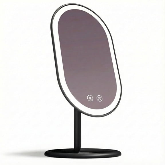 Fancii Vera Vanity Makeup Mirror with Lights, Rechargeable, Illuminated Cosmetic Mirror with 3 Dimmable Light Settings, Adjustable Stand (Black)