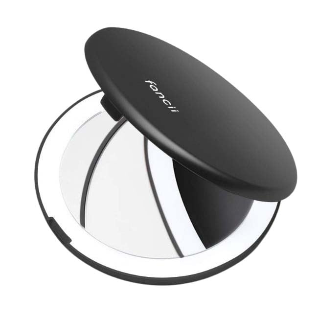 Lumi Mini 4" Black LED Lighted Magnifying Travel Mirror
