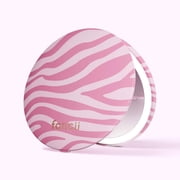 Fancii Mini Taylor Compact Makeup Mirror with LED Light, Rechargeable, 10x/1x Magnifying, 4  Wide Mirror for Purse Blush Zebra