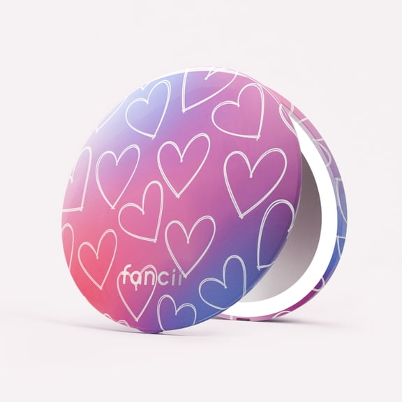 Fancii Mini Taylor Compact Makeup Mirror with LED Light, Rechargeable, 10x/1x Magnifying, 4” Wide Mirror for Purse (Lovestruck)