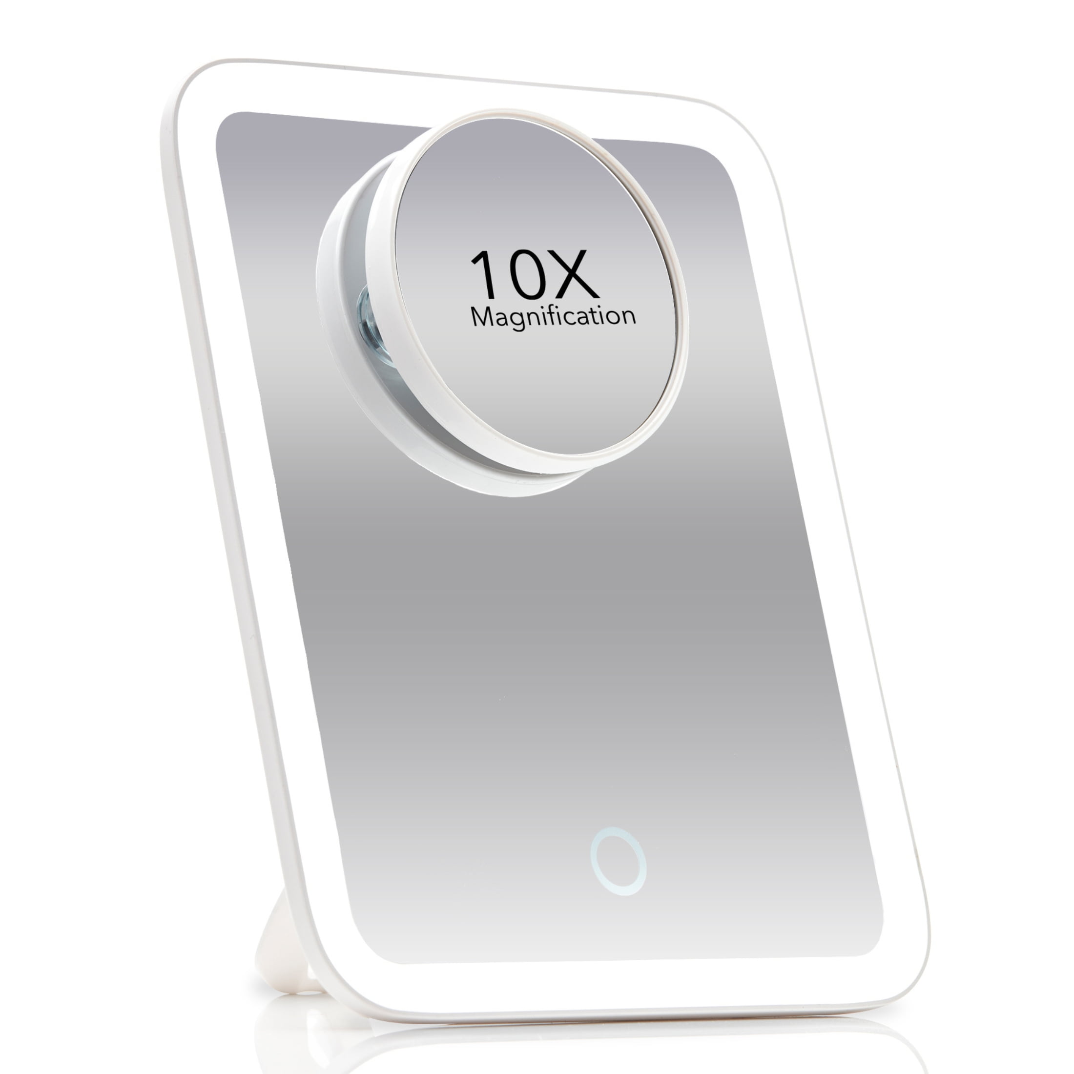 White ABS Rectangular Wall Mounted Lighted Makeup Mirror