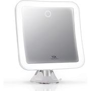 Fancii Mira 2 Rechargeable 10x Magnifying Mirror with 3 LED Light Settings, Dimmable Touch Light, Locking Suction Mount, Lighted Mirror for Bathroom or Travel