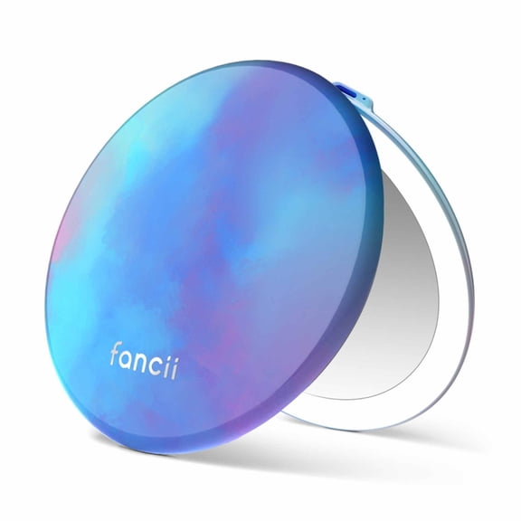 Fancii Taylor Rechargeable Travel Makeup Mirror with LED Lights, 10x/1x Magnifying, 3 Light Settings, 5-inch Wide for Handbags (Lavender Lagoon)