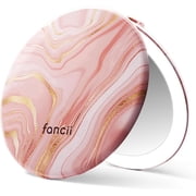 Fancii Taylor LED Lighted Travel Makeup Mirror, Rechargeable, 10x/1x Magnifying & 3 Light Settings - Compact, Portable, Large 5-inch Wide, for Handbag and Purses Marble Ros