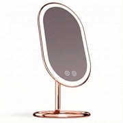 Fancii Vera Vanity Makeup Mirror with Lights, Rechargeable, Illuminated Cosmetic Mirror with 3 Dimmable Light Settings, Adjustable Stand Rose Gold