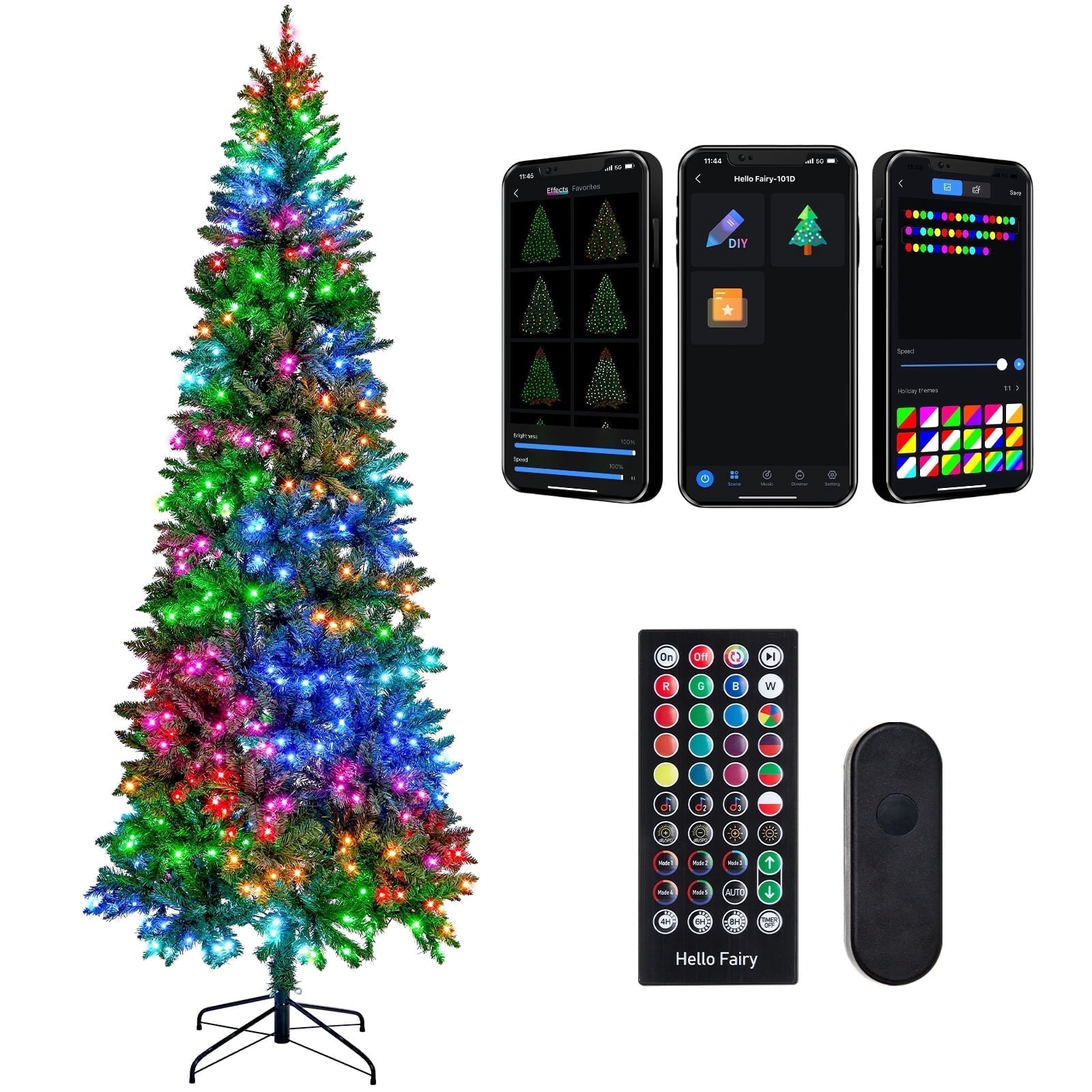 Led Platform Christmas Tree Fancilluma 9ft Smart Christmas Tree with LED Lights, Slim Artificial ...