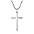 thumbnail image 1 of FANCIME 925 Solid Sterling Silver Cross Pendant Necklace for Men, White Gold Plated with 24" Stainless Steel Box Chain, 1 of 12