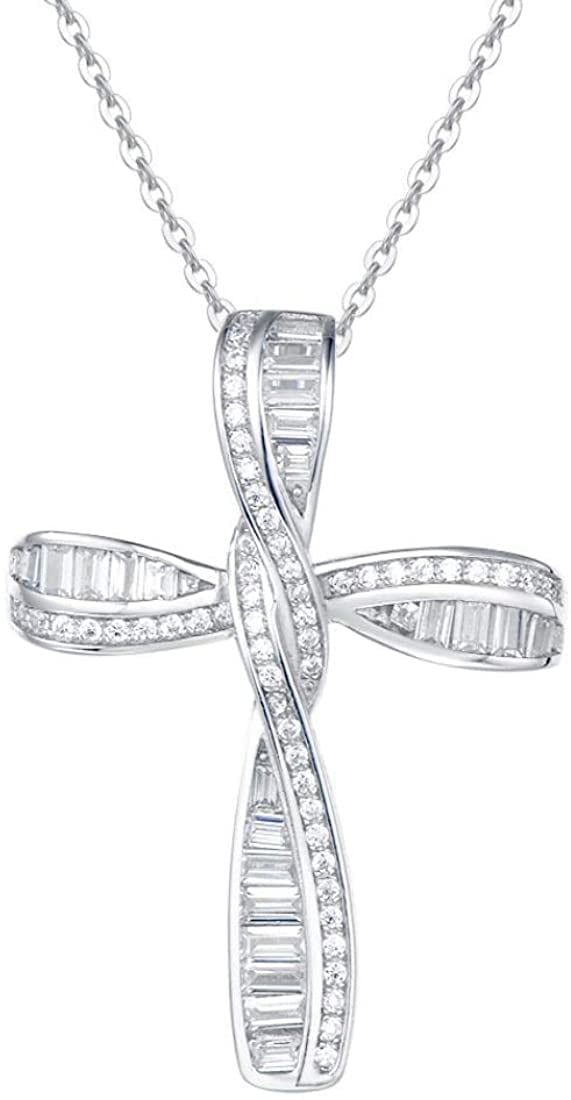 AzureBella Jewelry Stainless Steel Cross Pendant with Cubic Zirconia Center AzureBella Jewelry Stainless Steel Cross Pendant with Cubic Zirconia Center