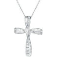 thumbnail image 1 of Fancime Cross Necklace for Women Soild Sterling Silver Cubic Zirconia Twisted Cross Infinity Loop Princess Pendant Necklace Faithful for Women Luxury Look, 16"+2" Extender, 1 of 13
