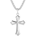 thumbnail image 1 of Fancime Gold Plated 925 Sterling Silver Edgy Gothic Cross Pendant Necklace With Steel Box Long Chain for Men, 23.6-INCH, 1 of 6