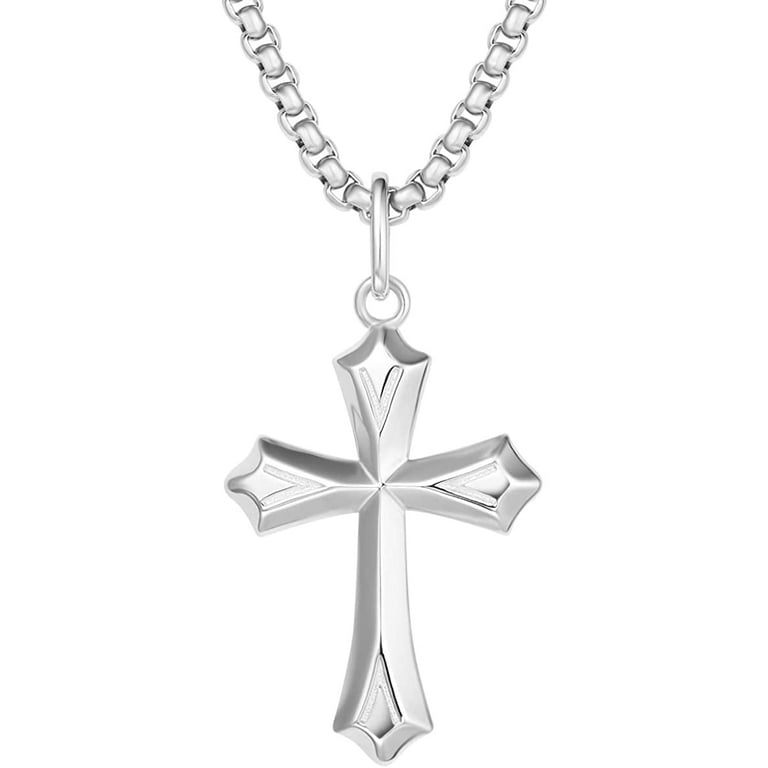 Fancime Gold Plated 925 Sterling Silver Edgy Gothic Cross Pendant