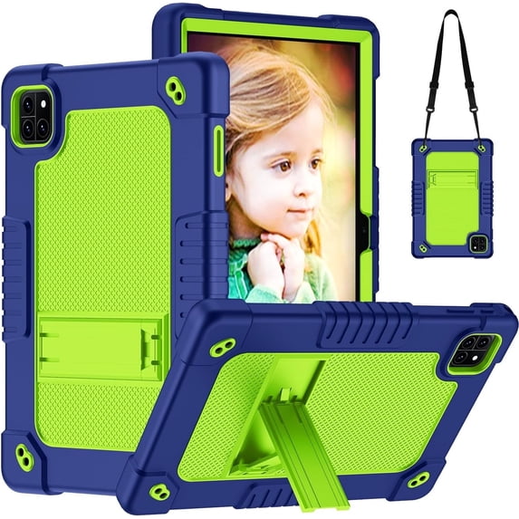 Fancing for Callsky-Tab Cpad 10 Tablet Case,Shockproof Kids Rugged with Kickstand Shoulder Strap Heavy Duty Hybrid Cover for Callsky-Tab Ctab 10 Tablet/for Callsky-Tab Cpad 10 10.1 inch(Navy/Green)