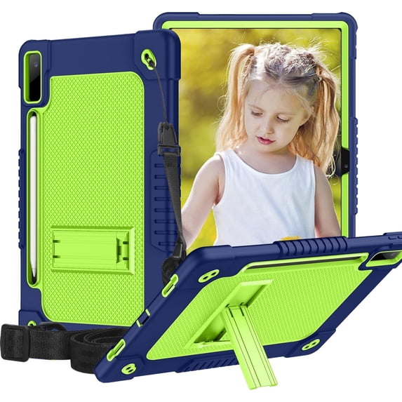 Fancing for Lenovo Tab P12 Case 12.7 Inch 2023,Shoulder Strap Shockproof Kids Case for Lenovo P12 Tablet Xiaoxin Pad Pro 12.7" WiFi Tablet Case(TB370FU/TB371FC) with Bracket&Pen Holder(Navy/Green)