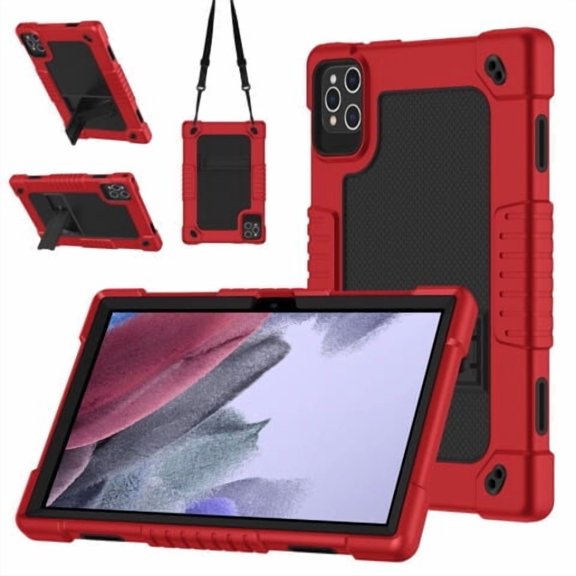 Fancing for MEIZE D115 10.1 inch Case,for KADYBE D115 Tablet Case,Shockproof Kids Case with Shoulder Strap for kimlok Android 13 14/DOMATON D105/MEIZE D115/KADYBE D115/Qukenk 10.1inch(Red/Black)