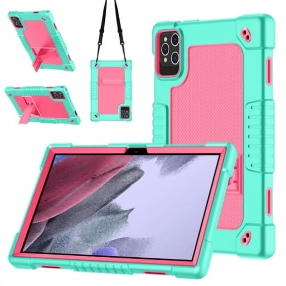 Fancing for MEIZE D115 10.1 inch Case,for KADYBE D115 Tablet Case,Shockproof Kids Case with Shoulder Strap for kimlok Android 13 14/DOMATON D105/MEIZE D115/KADYBE D115/Qukenk 10.1inch(Green/Pink)