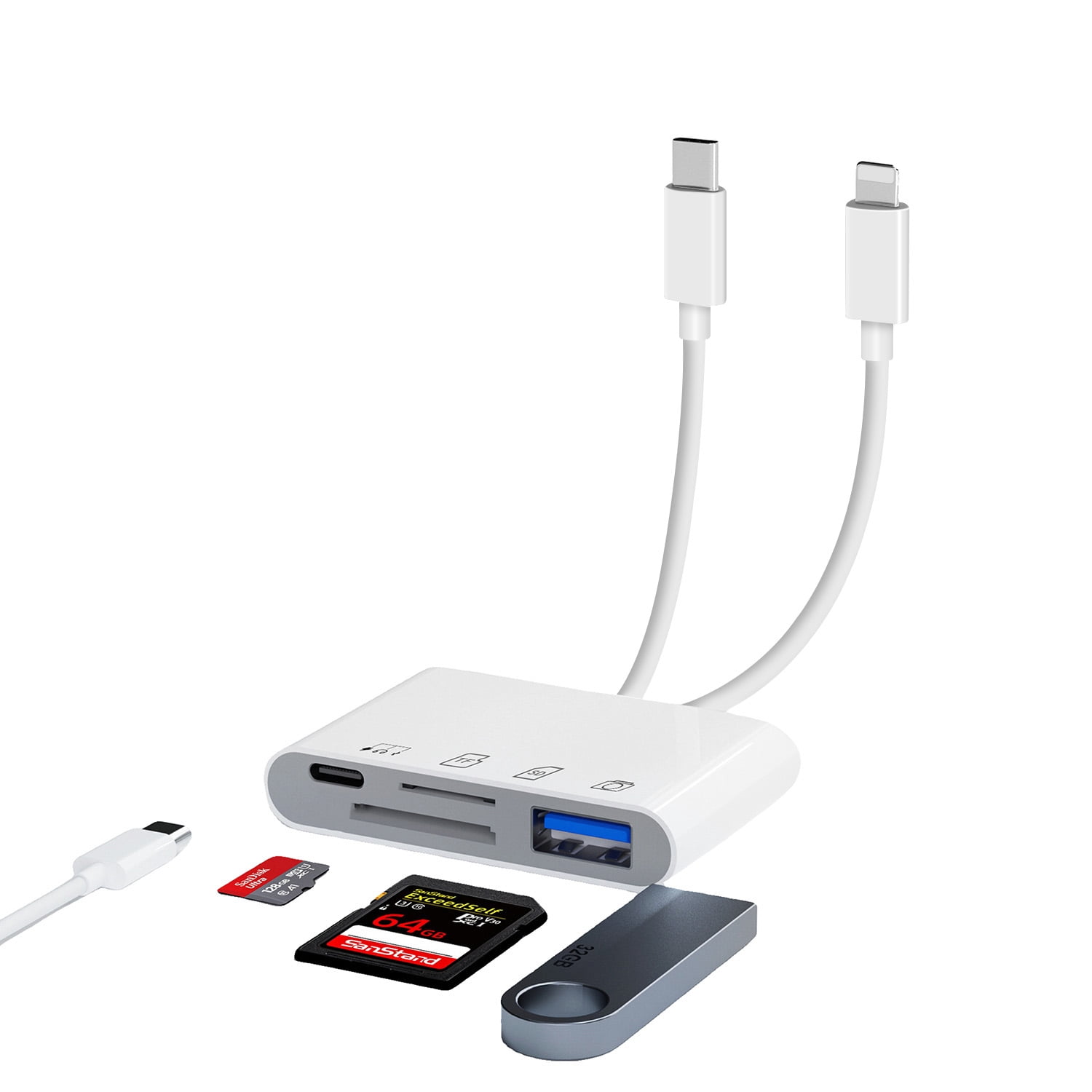 Sd Card Reader 4-in-1 For IPhone & IPad - Transfer Photos/Videos From ...