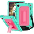 thumbnail image 1 of Fancing for TCL Tab 8 LE Tablet Case,with Shoulder Strap Soft Silicone&Hard Back Hybrid Shockproof Kids Friendly Case for TCL Tab 8 LE(Model:9137W)/TCL Tab 8 WiFi(Model:9132X) (Green/Pink), 1 of 7