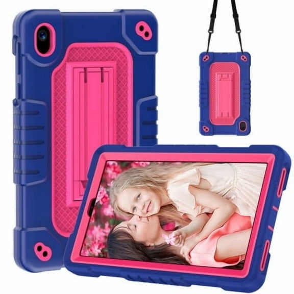 Fancing for Walmart Onn 7 inch Gen 4 Tablet Case/for Onn 7 inch Tablet Case 2024 Model,Heavy Duty Kids Shockproof with Kickstand Shoulder Strap Case for Onn 7 2024 Model:100135924 Tablet(Navy/Pink)