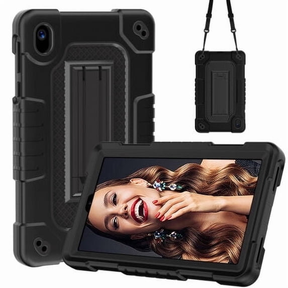Fancing for Walmart Onn 7 inch Gen 4 Tablet Case/for Onn 7 inch Tablet Case 2024 Model,Heavy Duty Kids Shockproof with Kickstand Shoulder Strap Case for Onn 7 2024 Model:100135924 Tablet(Black)