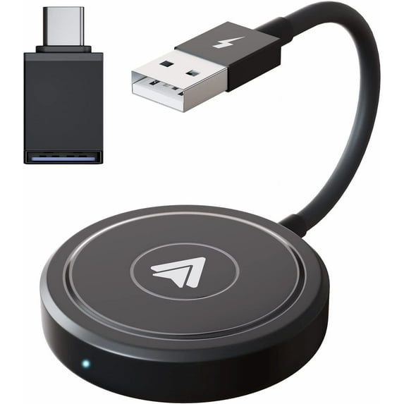 Fancing Wireless Android Auto Adapter for OEM Factory Wired Android Auto Cars,Plug and Play,Support USB and Type-C Interface,Auto Connection Online Update,Suitable for Android Phones(Black-Round)