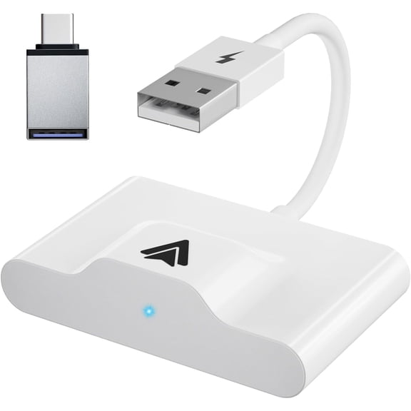 Fancing Wireless Android Auto Car Adapter,2024 Upgrade Easy Plug & Play Dongle, Converts Wired CarPlay to Wireless,Works with All Original Wired CarPlay Cars & Android Phones(White)