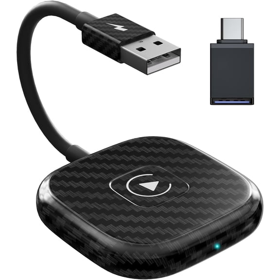 Fancing Wireless Carplay Adapter, 2023 Upgrade Plug & Play Wireless Dongle Converts Wired to Wireless Fast and Easy Use, Wireless Control Easy Setup Fit for Cars from 2015 & iPhone (Black)