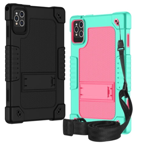 Fancing for ZONKO D106 Tablet Case,Shockproof Kids Rugged Case for Relndoo T618/YOBANSE T618/Suicoey T618/ZONKO D115/ANTEMPER Android 14 13/FEONAL Android 13/ZONKO D106 10 inch Tablet(Black+Pink)