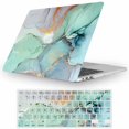 thumbnail image 1 of Fancity Case Compatible with MacBook Air 13 Inch 2021 2020 2019 2018 Release, A2337 M1 / A2179 / A1932 Air 13.3" with Touch ID Hard Plastic Shell Protective Case with Keyboard Cover, Green Marble, 1 of 8