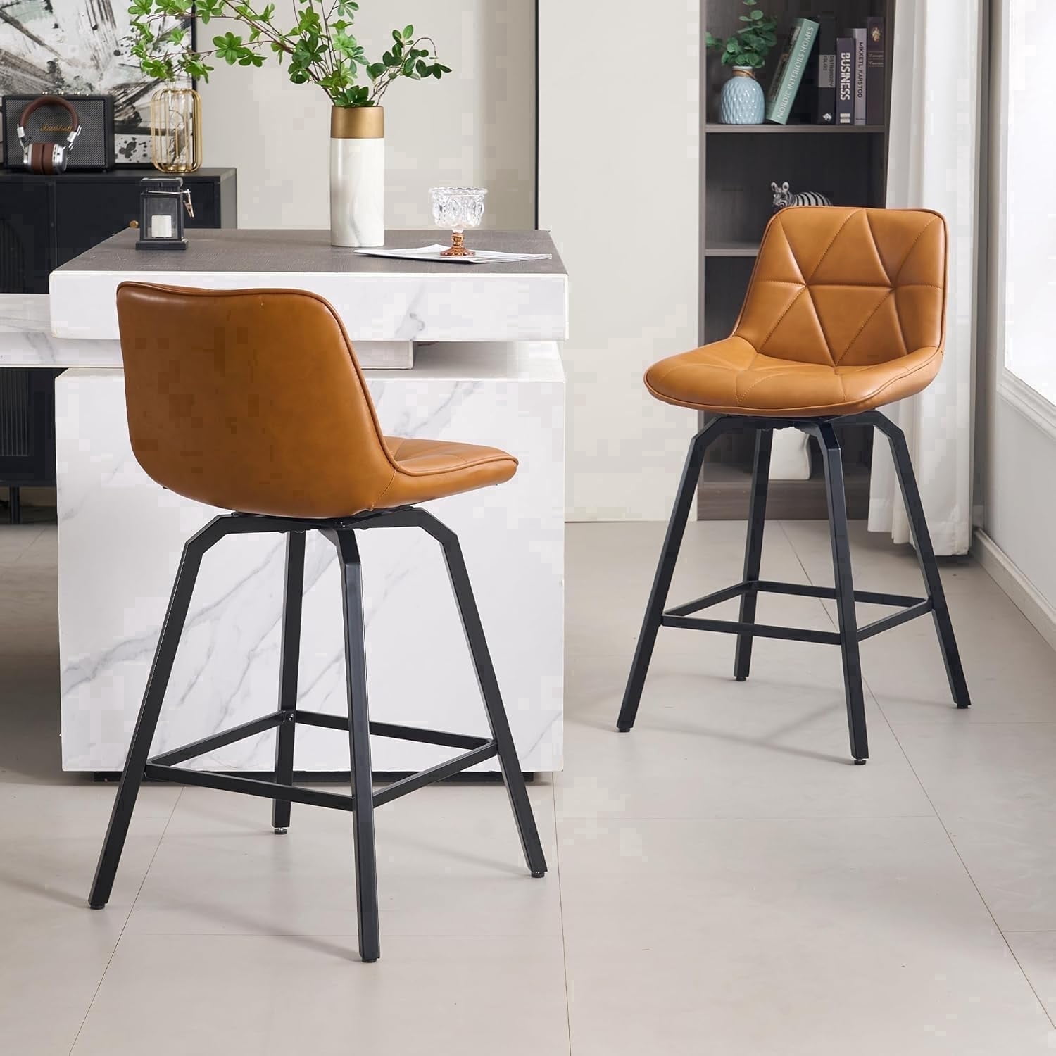 Pattern Counter Stools Fancrou 26″ Swivel Counter Height Bar Stools Set Of 2, Triangular ...
