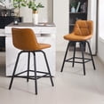 thumbnail image 1 of Fancrou 26″ Swivel Counter Height Bar Stools Set Of 2, Triangular Pattern Faux Leather Seat With Metal Legs And Back, Brown, 1 of 7