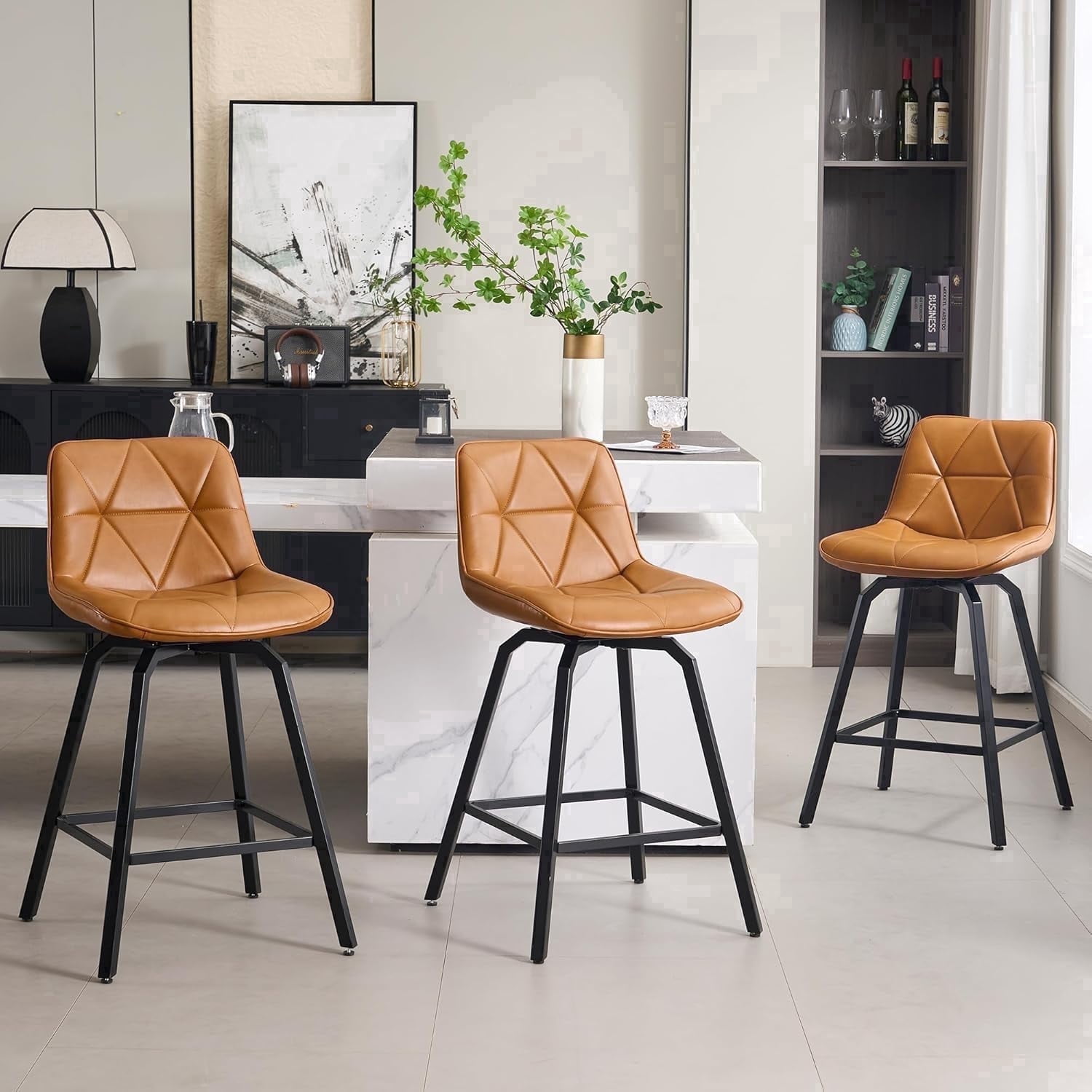 Pattern Bar Stool Fancrou 26″ Swivel Counter Height Bar Stools Set Of 3, Triangular ...